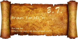 Braun Tarján névjegykártya